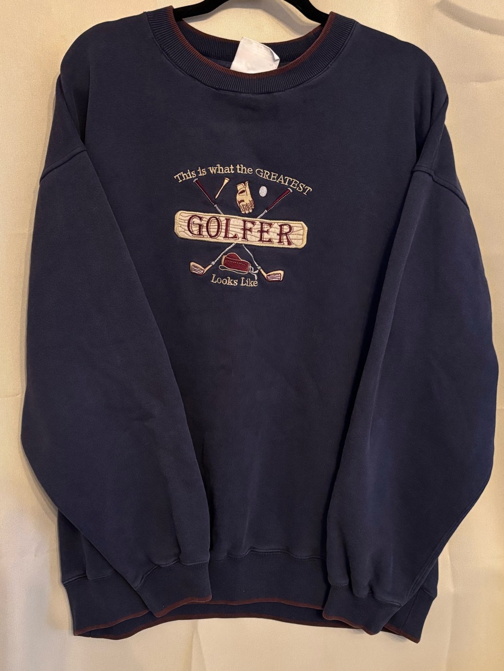 VTG 90s Greatest Golfer Embroidered Crewneck Gramps Sweatshirt Cotton Blend*spot